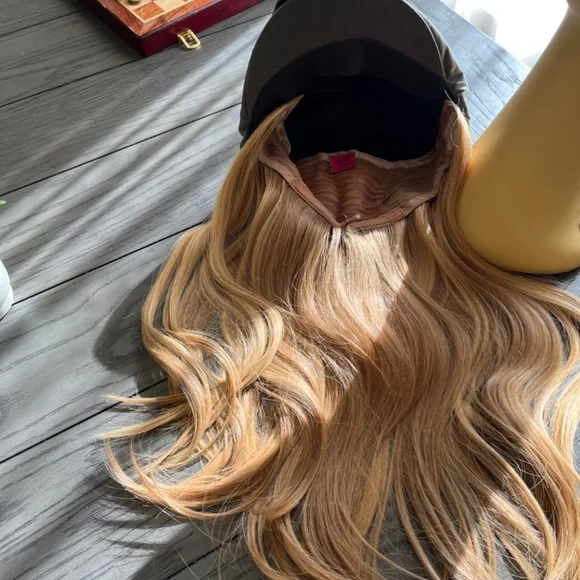 In style 3/4 premium human hair wig removable attaches to hat - Picture 3 of 8